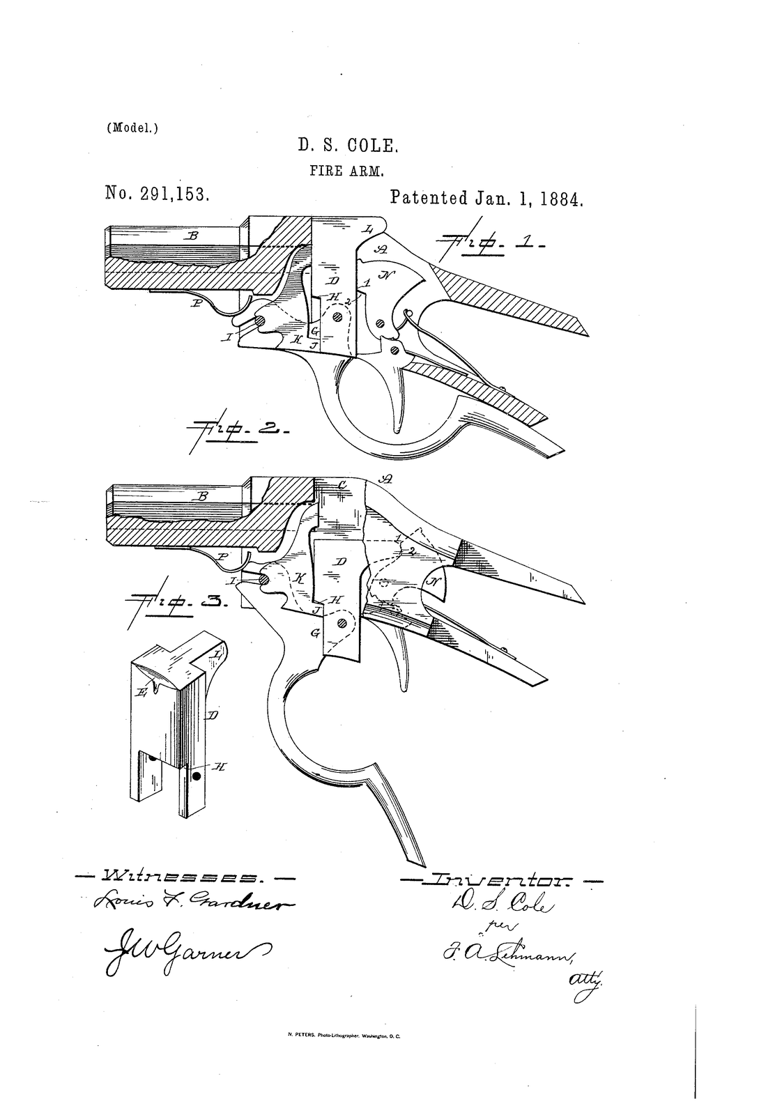 Fire-arm — US291153A sheet