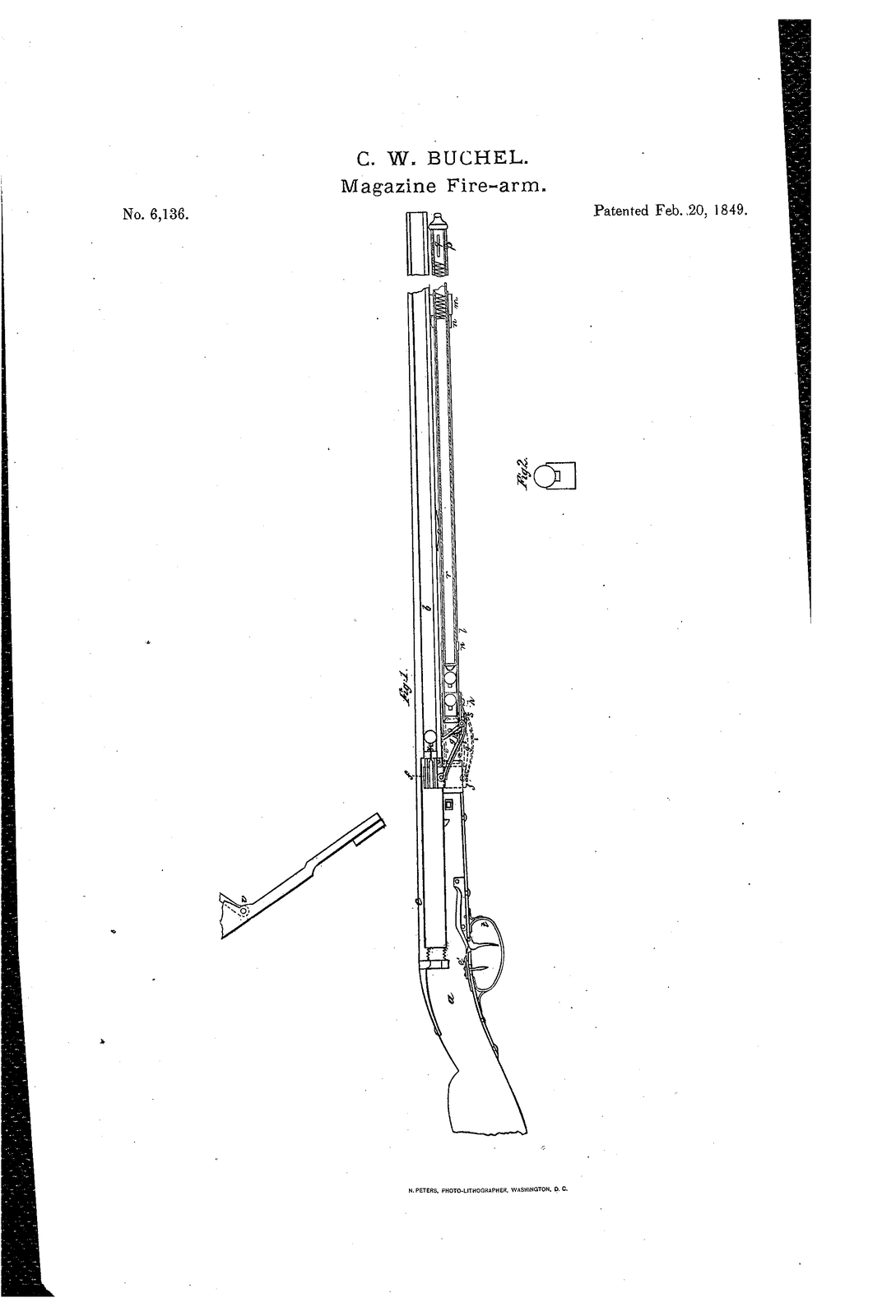 Improved cartridge-tube-formingand conveyer repeating fire-arm — US6136A sheet