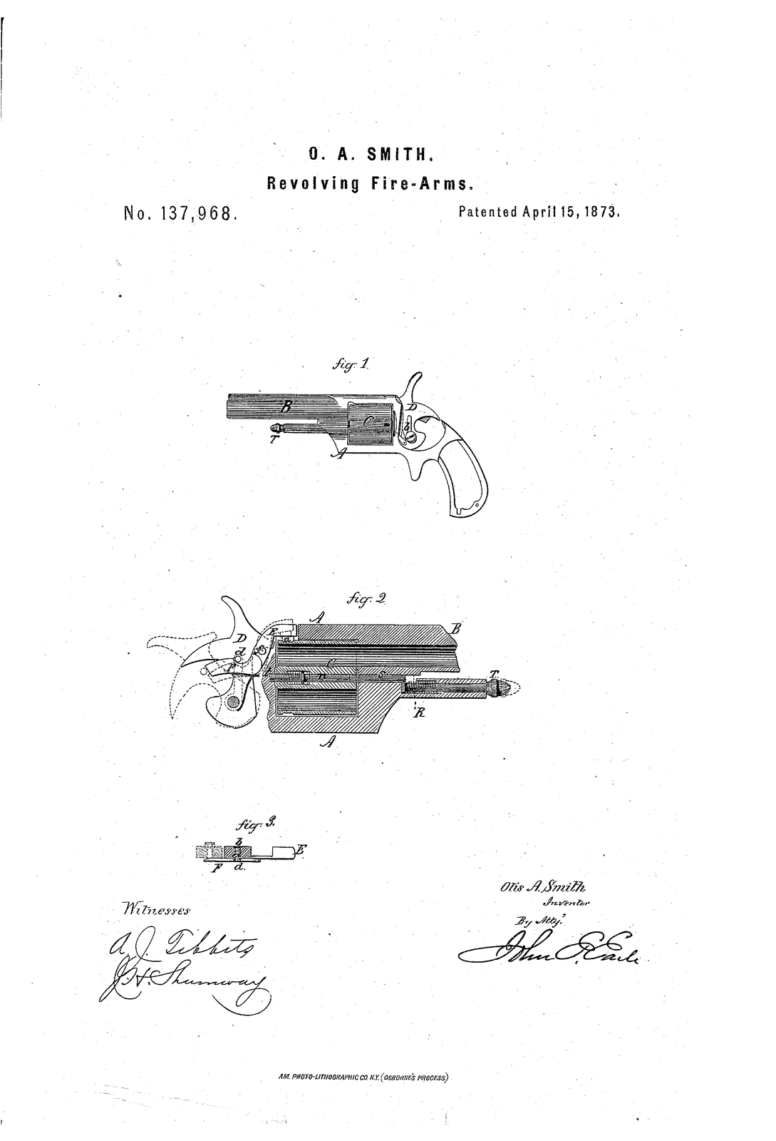 Improvement in revolving fire-arms — US137968A sheet