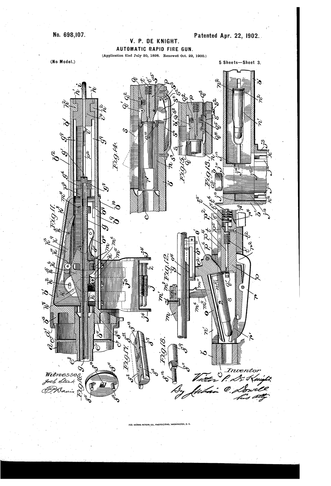Automatic rapid-fire gun. — US698107A sheet 2 (1898)