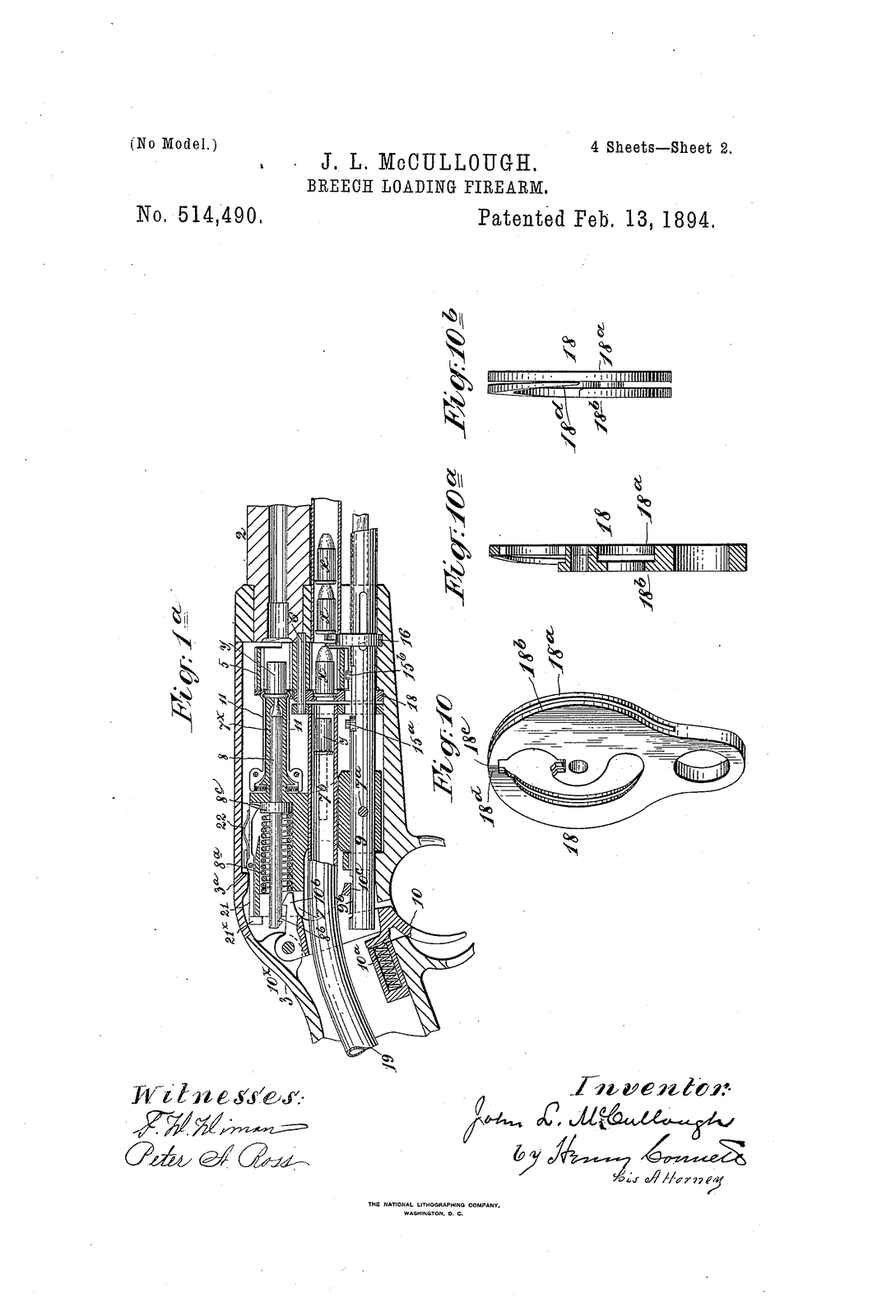 Breech-loading firearm — US514490A sheet
