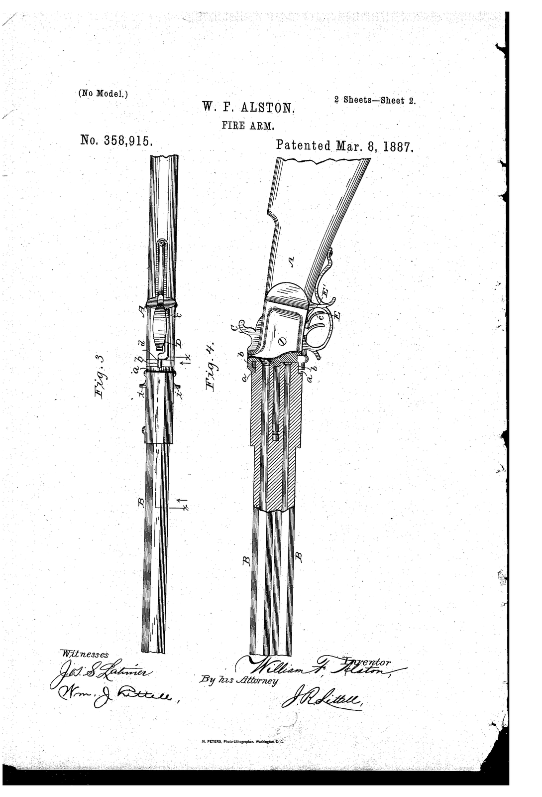 Fire-arm — US358915A sheet