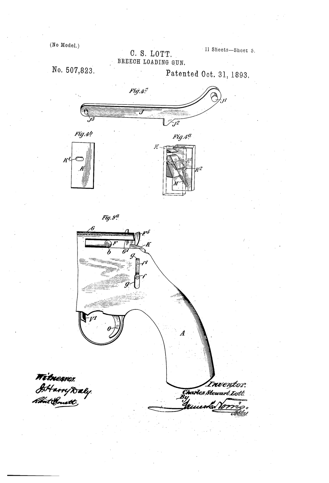 Bbeech loading gun — US507823A sheet