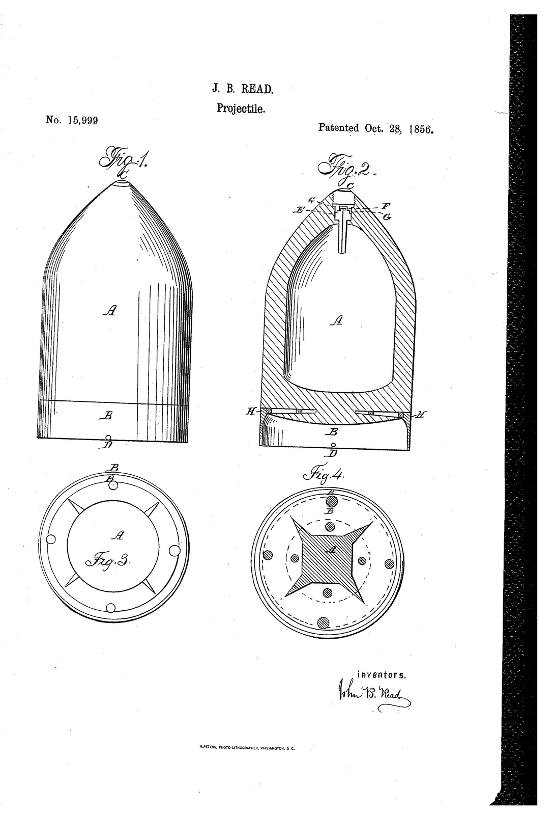 Improved projectile for ordnance — US15999A sheet