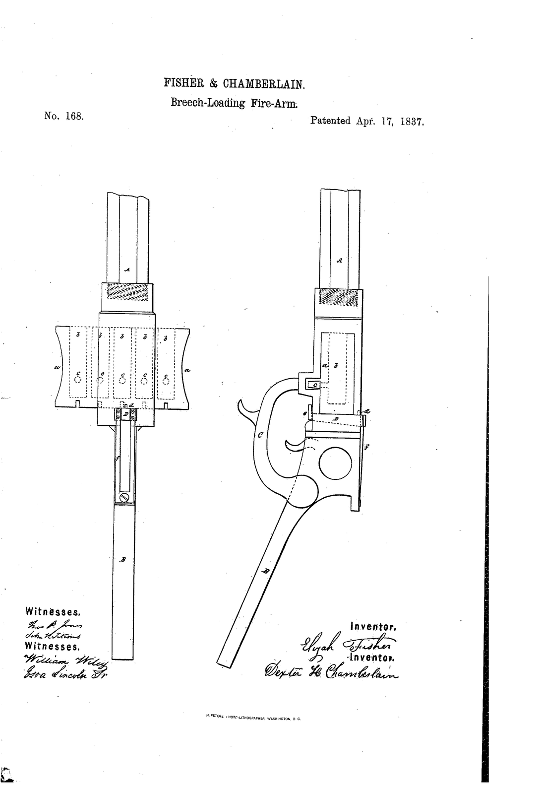 Improvement in fire-arms — US168A sheet
