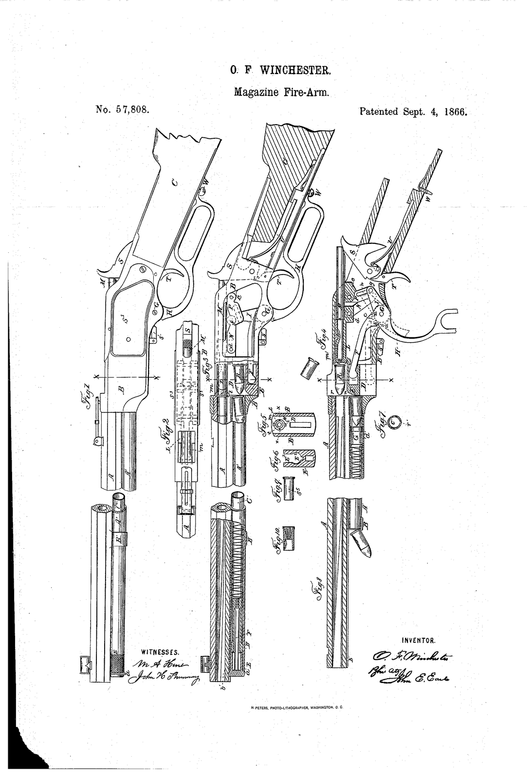 Improvement in magazine fire-arms — US57808A sheet