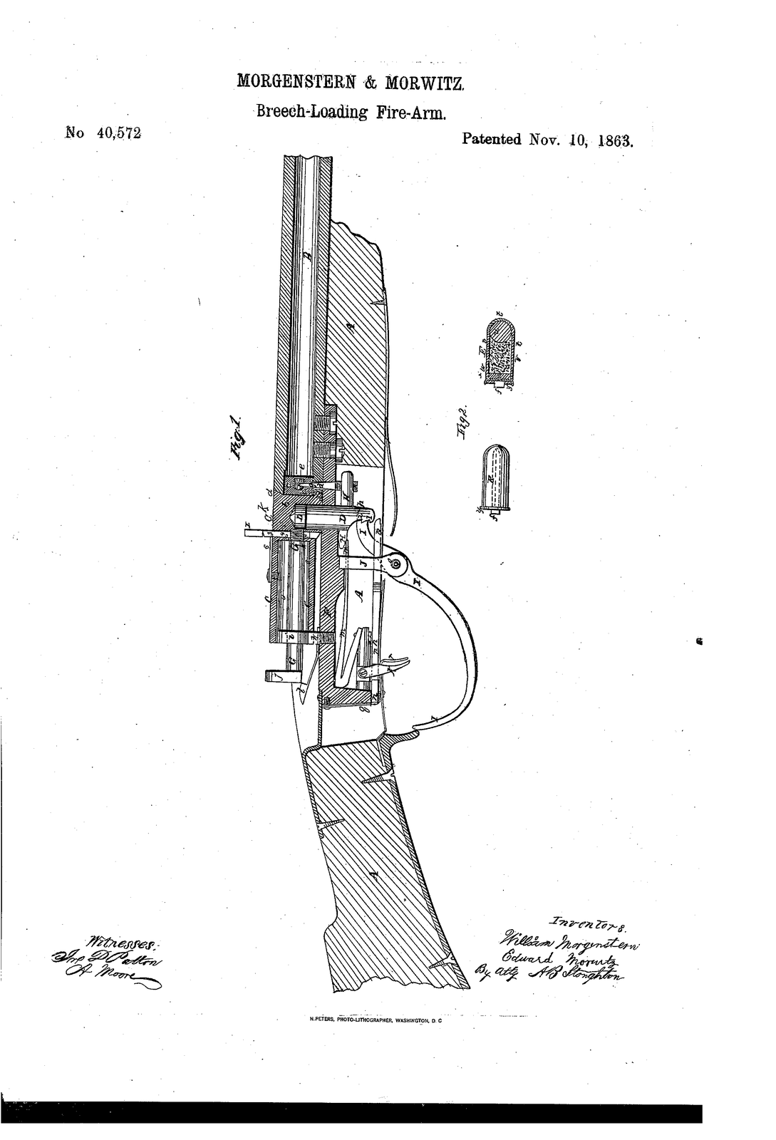 Improvement in breech-loading fire-arms — US40572A sheet