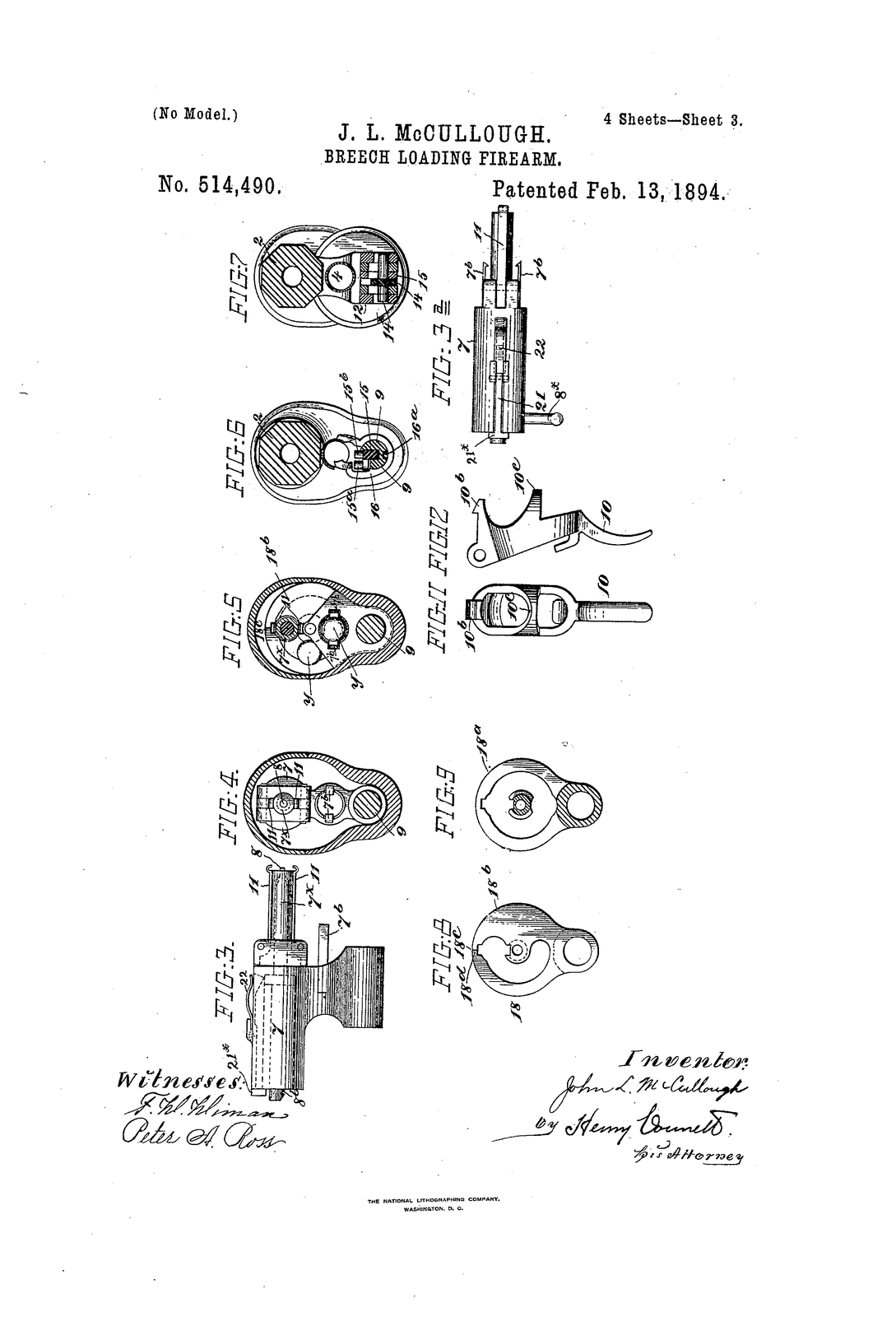 Breech-loading firearm — US514490A sheet