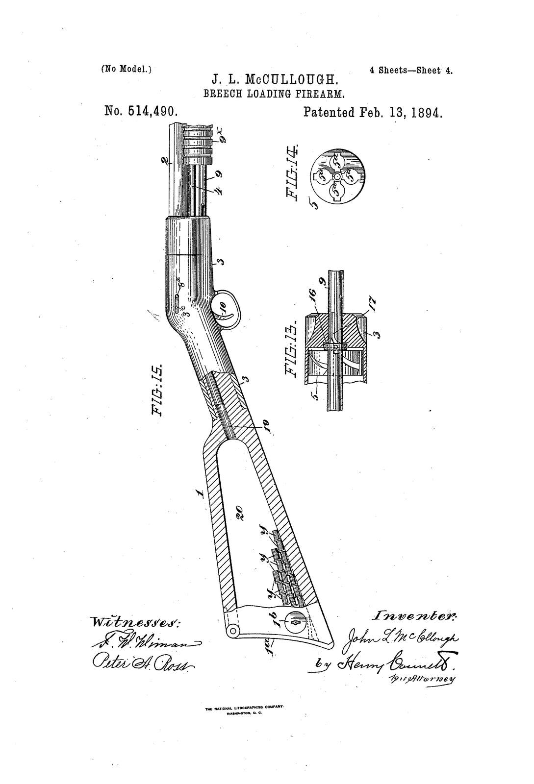 Breech-loading firearm — US514490A sheet