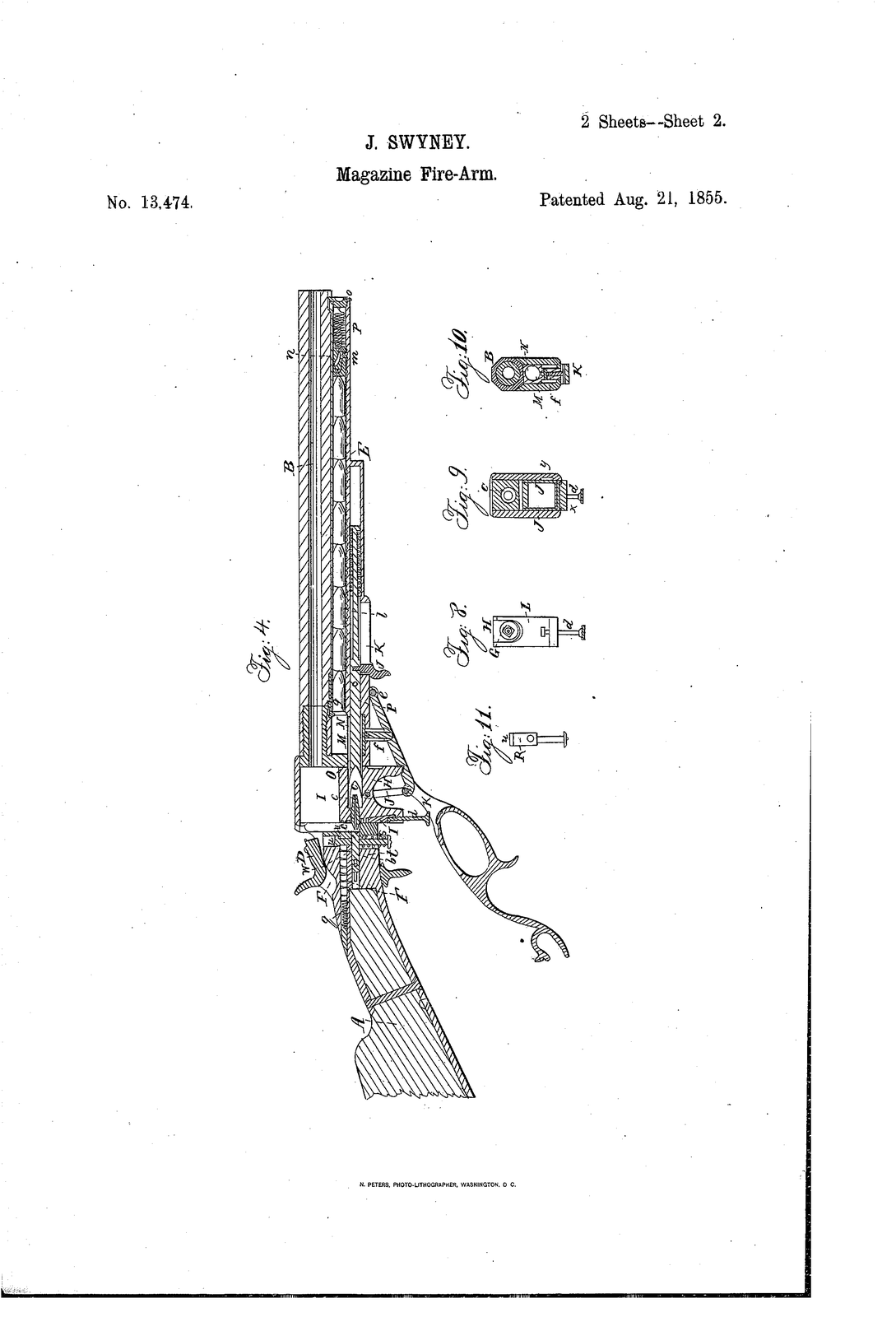 Improvement in breech-loading magazine fire-arms — US13474A sheet