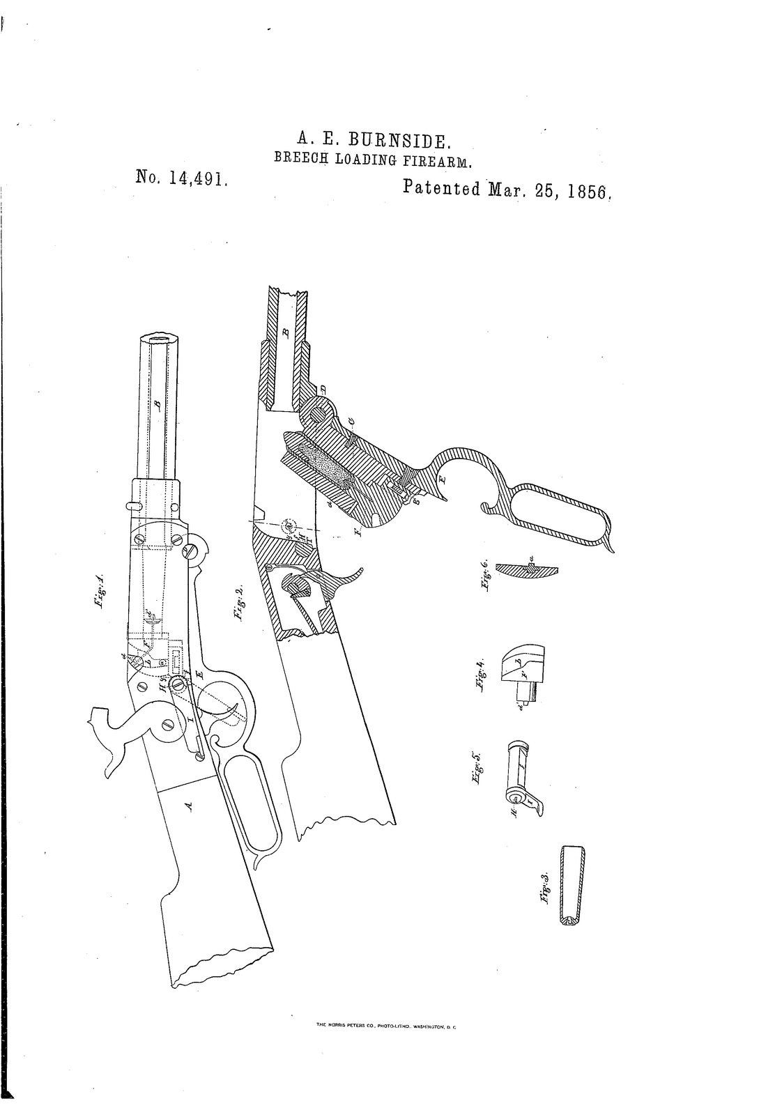 Improvement in breech - loading fire-arms — US14491A sheet
