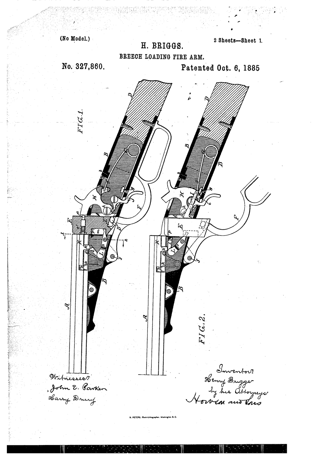 Breech-loading fire-arm — US327860A sheet