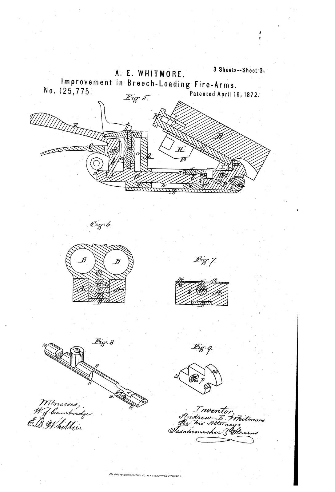 Improvement in breech-loading fire-arms — US125775A sheet